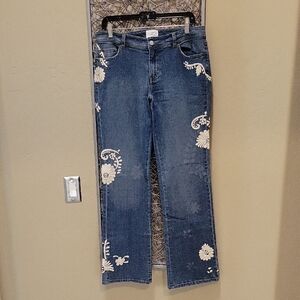 White House Black Market Denim with White Embroidery